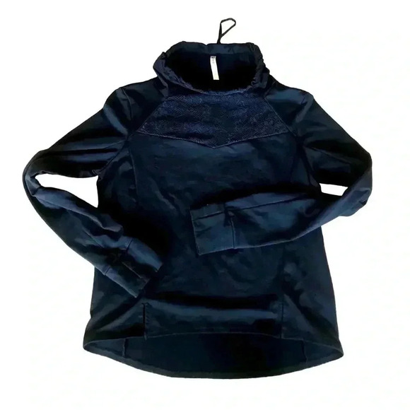 Fabletics Tops - Black Funnel-Neck Sweatshirt with Lace Detail and Thumbholes Fabletics Size S